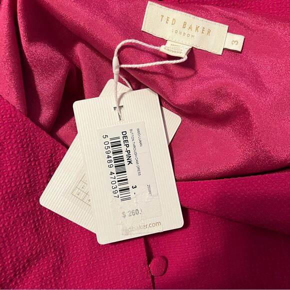 Ted Baker Luaan Deep Pink Button Through Midi Dress Size 8 NWT - Picture 10 of 12